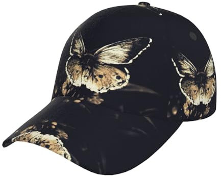 MDATT Coole Bull-Reitmütze für Herren und Damen, gewaschen, verstellbar, für draußen, flacher Schirm, Snapback mit hohem Pferdeschwanz-Design, Schmetterlingsflügel, One size