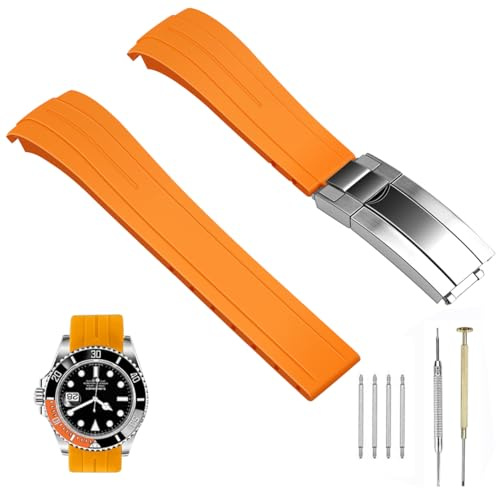 SINAIKE 20mm 22mm Gummi Uhrenarmband Silikon Uhrenarmbänder, konisch gebogenes Ende Uhrenarmband für Moonswatch, No Gap Uhrenarmband für Herren Damen mit Rolex Schließe