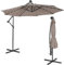 COSTWAY 3M Garden Cantilever Parasol, Outdoor Offset Banana Hanging Umbrella with 32/40 Solar-Powered LED Lights and Tilted Design, Sun Shade Canopy for Poolside, Deck & Patio (Coffee)