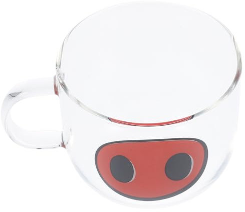 HEMOTON Lustige Schweinenase Glastasse Klarglas Kaffeetasse Tragbarer Trinkbecher Mit Henkel