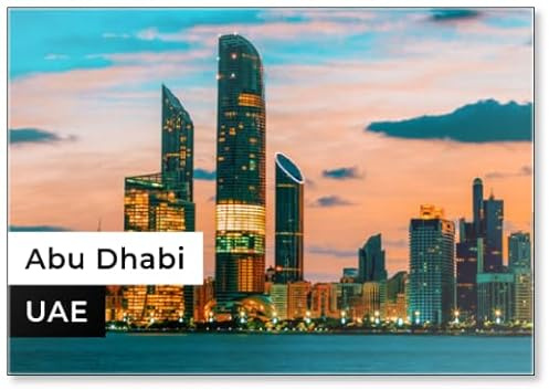 Kühlschrankmagnet Abu Dhabi Skyline bei Sonnenuntergang