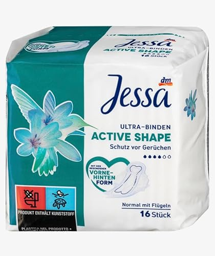 Jessa Ultra Binden Active Shape, 16 Stuck - Sicherer Halt & Flexibilit fur aktive Tage. Jessa, Ultra Binden, Active Shape, Damenbinden, Hygiene, Monatsbinden, Flugelbinden, sicherer Halt