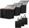 3PCS Contenedor de Pellets de Madera, Grande Cesto para Leña Interior con Asas, Almacenamiento de Pellets de Combustible, Cesta Quemador Pellets, Bolsa de Almacenamiento de Pellets de Fieltro(Negro)