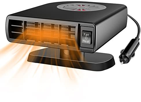 Gobesty Heizlüfter Auto 12V, 12V 120W Tragbare Auto Heizung, 2 in 1 Auto Defroster Heizung, Autoheizung Windschutzscheibe Defroster Defogger mit 360° Drehbarer Basis, Einstecken in Zigarettenanzünder