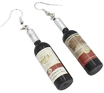 COSMEVIVI 1 Pair Fashion Earrings Water Bottle Earrings Ear Decoration Vintage Earrings Wine Bottle Earrings Wine Bottle Dangle Earrings Trendy Drink Earrings Ear Jewelry Ear Drop Black