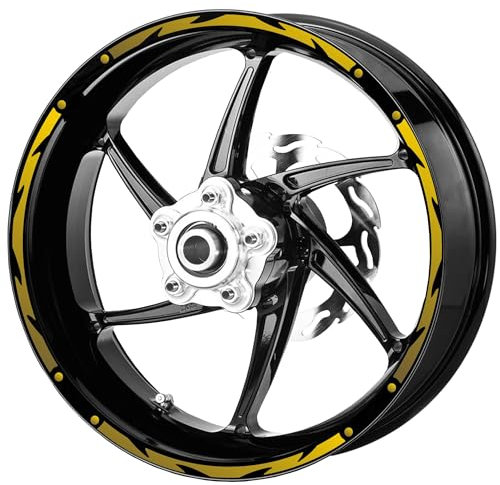 Pimastickerslab Set Completo Adesivi Strisce Cerchi Ruote Moto 17 Pollici Stripes Filetto Cerchioni Gomme Race Sport Decal Racing Stickers Strips Universale RT0019 (091 Oro)