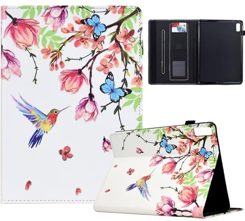 TEDTIKJT Tablet Cover for Lenovo Tab M9 9 Case TB-310FU Cover PU Leather Flip with Card Slot Stand Function Colored Drawing Protective Cover for Tablet Lenovo Tab M9 Case,Flowers and Birds