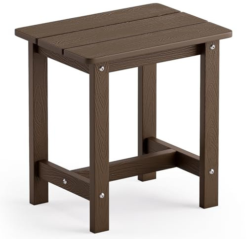 LUE BONA Beistelltisch Outdoor,GartenTisch Outdoor,Balkontisch Klein,HDPS Adirondack Beistelltisch,Wetterfest,für Garten Terrasse Outdoor,31 x 41 x 43 cm,Kaffeebraun