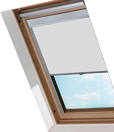 Peviasot Verdunkelungsrollo für Dachfenster Verdunkelung Blickdicht mit Seitenschienen M08 Grau Hitzeschutz Fensterrollo Rollo 61.3x116cm