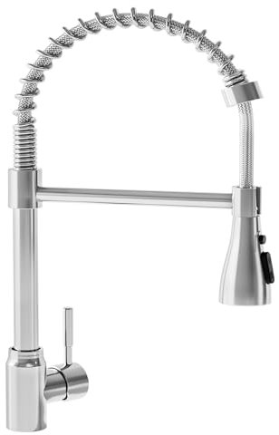 UHOUSEST Kitchen Tap, Single Handle Sink Taps, Stainless Steel Grohe Kitchen Tap, Polished Chrome, Silver-with mounting Accessories- for UK Standard Fittings