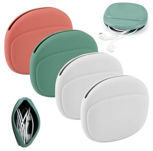 4Pcs Silicone Earphone Case Set, Mini Storage Boxes, Compact, Portable, and Multifunctional, Ideal for Earphones, USB Cables, and Mini Items (Red, Green, Grey)