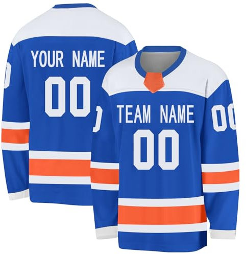 BOSSETY Personalisiertes Eishockey Trikot, Kinder/Erwachsene Eishockey Trikot, Personalisieren Sie es mit Ihrem Namen/Team/Ihrer Nummer, Komplette Größen und Farben(Hellblau)
