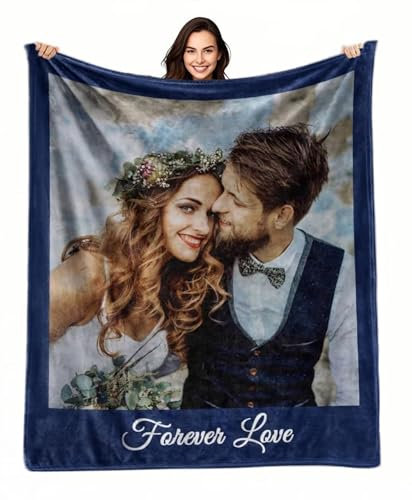 ZUCZUG Personalisierte Fotodecke mit Foto und Text – Fotodecke Geschenke Selbst Gestalten – Personalisierte Geburtstag Geschenke für Familie, Paare, Muttertag und Vatertag - Foto Geschenk- 1 Fotos