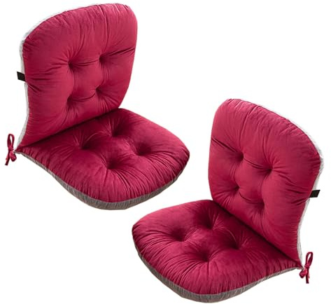 Evimstil Stulhkissen, Kissen für Rattansessel Outdoor Auflage Sitzkissen, Rattanmöbel 2 Stück Stuhlkissen mit Rückenteil Sitz, Rückenkissen mit Bänder, Niedriglehner Auflage Polsterauflage(Color:Rot