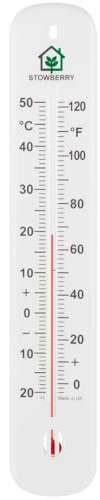 STOWBERRY Room Thermometer – 215mm Indoor or Outdoor Temperature Gauge | Ideal & Universal Thermometer for Measuring Current Temperature in a Room, Greenhouse, Garden, Patio, Home, Office or Balcony