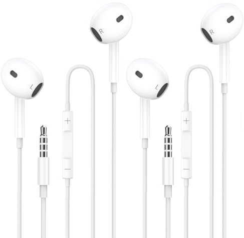 2 Pack Cuffie con Filo,3.5mm Plug Cuffiette In-Ear Stereo con Microfono e Controllo, Auricolari con Filo-Compatibile con iPhone iPad iPod MP3 Samsung HuaWei Android Xiaomi PC per cuffie Jack da 3,5 mm