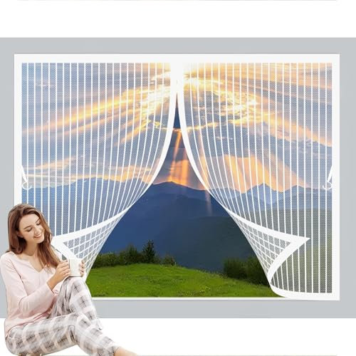 Magnetvorhang Insektenschutz 85x200cm Anpassbar, Lichtdurchlässig, Einfache Montage, Selbstschließend, Fliegenvorhang Vorhang für Fenster, Zimmertür, Veranda, Weiß