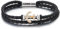 COOLSTEELANDBEYOND Bracelet Ancre en Cuir avec Cristaux Dorés pour Homme, Style Nautique Noir Tressé