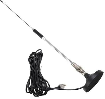 Kit de antena CB magnética, kit de antena de radio CB de acero inoxidable de 26.37 pulgadas y accesorios con base magnética potente y cable de 3 metros (5m)