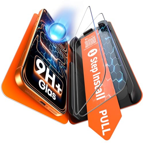 TAURI für iPhone 17 Pro Max Panzerglas 6,9 Zoll - 2 Stück | mit Staubfreier 1-Schritt-Installation, 9H Glas Displayschutz, Full Screen Blasenfreie-Schutzfolie, Kompatibel mit Hülle