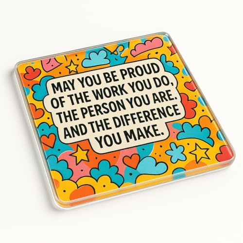 Acrylic Coaster with Inspirational Quote - Joyful Essence Motivational Decor Gift for Encouragement & Home Office