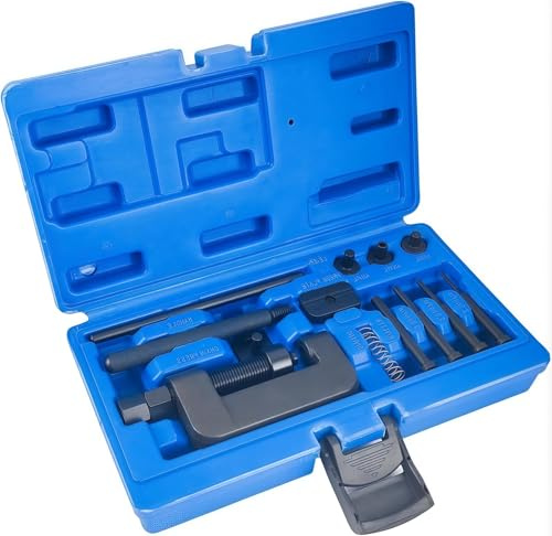 13 Pezzi Kit Pulizia Catena Moto, Estrattore per Cuscinetti e Smagliacatena Bici Moto, Kit Attrezzi Moto Completo per Bici, Kit Rivettatrice con Custodia per il Trasporto, Rottura Rapida Precisa
