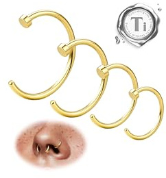 LOLIAS G23 Titan Fake Nasenpiercing Nasenring Septum 20G Nasen Piercing Hoop Set Knorpel Dünn Klein Helix Nostril Piercing Ringe Hypoallergen Fake Nasenpiercing Ring Schmuck Damen 6MM/8MM/10MM/12MM