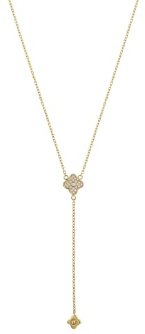 PAUL VALENTINE - Damen Halskette Edelstahl - Vergoldet/Golden - mit Zirkonia Stein - Kleeblatt Anhänger - PV-N0070