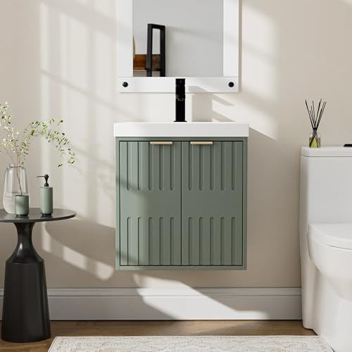 UEV Mobile Bagno a 2 Ante in Rilievo con Lavabo in Resina 49x37,5x50 Verde