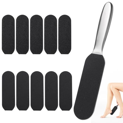 Kit Pédicure pour Pied, Râpe Pied, 50 Remplacement de Lime avec 1 Manche en Acier Inoxydable