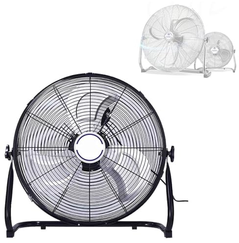 Standing Floor Fan Vertical Lifting Fan Metal Floor Fan Stand Freestanding Cooling Adjustable Head Tilt Home Office Gym Ai(Size:20in)(20in)