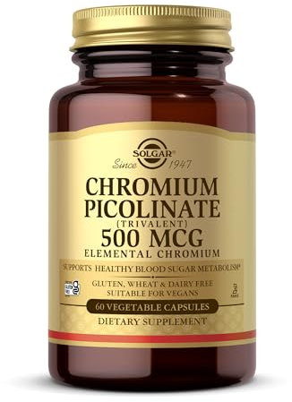 Solgar Chromium Picolinate 500 µg Vegetable Capsules - Pack of 60 - Balances Blood Glucose Levels - Supports the Metabolism - Vegan and Gluten Free