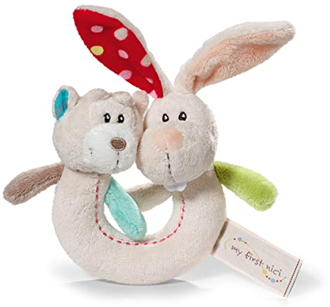 Nici 37877 Pärchen Greifring Hase Tilli und Bär Taps mit Rassel
