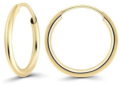EDELIND Creolen Gold 750 Echtgold 15 mm - kleine Ohrringe 1.3 mm breit Gelbgold - für Damen, Kinder - mit edler Geschenkbox