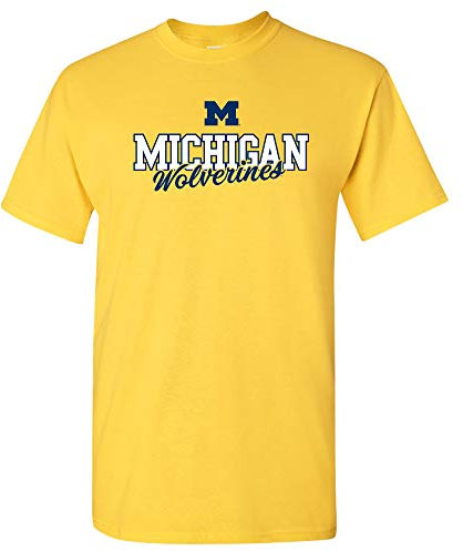 NCAA Fresh Script T-Shirt College, Universität, Teamfarbe, Michigan Wolverines Mais, 3XL