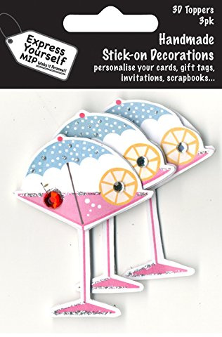 Express Yourself MIP, self Adhesive, Martini Cocktail Mini Multi Pack Toppers - Ideal for Card Making, Gift Wrapping, Scrapbooking, Papercrafts, Childrens Crafts etc
