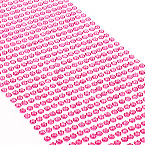 Movoja Pinke Strasssteine - runde Glitzersteine 880 Stück 4 mm selbstklebend zum Verzieren und Basteln | Schmucksteine zum aufkleben | Steinchen Dekosteine Bastelsteine Pink