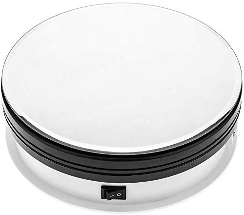 PrimeMatik - Base giratoria eléctrica de 15 cm. Plataforma Rotatoria con Espejo
