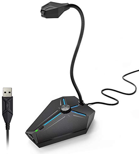 CMTECK Computer Microphone, G006Plus USB Desktop Condenser PC Laptop Mic, Mute Button with LED Indicators, Compatible with Windows/Mac (with Volume Knob)