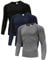 Holure 3 Pack Compression Shirts for Men Long Sleeve Mens Running Top Quick Dry Base Layer Tops for Gym Sports Fitness Workout Black/Blue/Grey-M