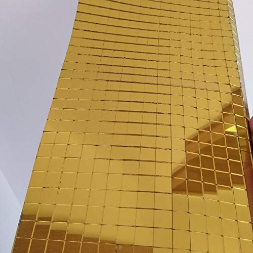 Selbstklebende Spiegelfliesen aus echtem Glas, bunte Mini-Spiegel, Mosaikfliesen Gelbgold, je 10 mm.