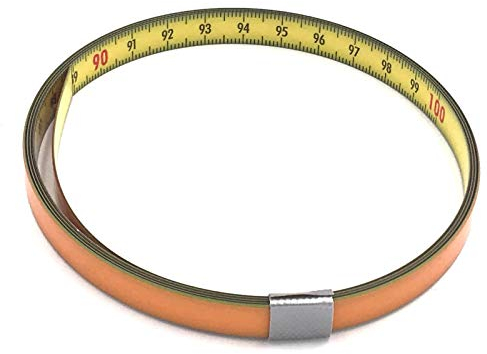 Skalenbandmaß 50cm mit Selbstklebefolie - Bezifferung von links nach rechts - Stahl, gelb mit Polyamid Beschichtung - Breite: 10mm, mit Duplexteilung - Gehrungsband Anschlagband Rollbandmaß Lineal