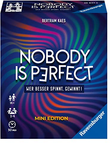 Ravensburger 26847 - Nobody is Perfect Mini Edition - Kommunikatives Kartenspiel für die ganze Familie, Spiel für Erwachsene und Jugendliche ab 14 Jahren, für 2-4 Spieler