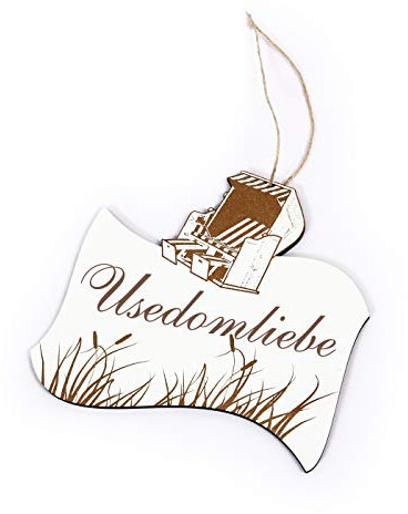 Maritimes Schild USEDOM LIEBE - Strandkorb Schilf Deko - 20 x 20 cm