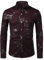PARKLEES Mens Hipster Gold Rose Printed Slim Fit Long Sleeve Dress Shirts/Prom Performing Shirts PZ56 Burgundy S