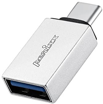 Perixx PERIPRO-404 USB C Male to USB A Female Adapter - USB 3.0 Spec for Smartphone, Tablets, Laptop, and Desktops Computer - Silver (11765)