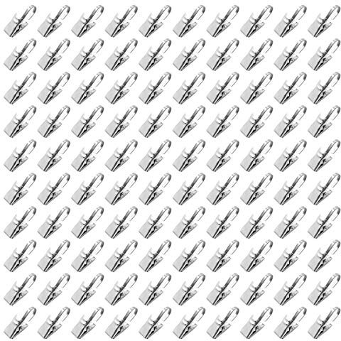 100pcs Vorhang Clips, BetterJonny Edelstahl Heavy-Duty-Dusche Vorhang Clip Metall hängende Haken für DIY Fotos Home Decoration Art Craft Dispaly Silber