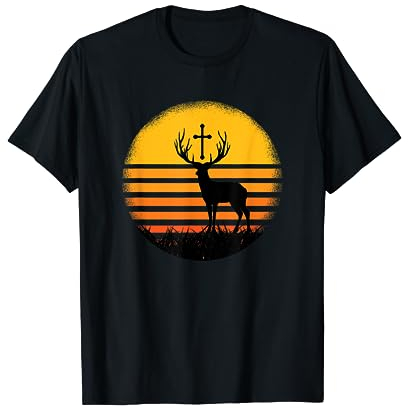 Jagd HUBERTUS HIRSCH und Kreuz T-Shirt
