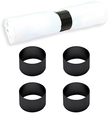 Echtwerk Serviettenring-Set aus Edelstahl, Kreis-design, Serviettenhalter, Serviettenschnallen, Universal, Tischdekoration für Hochzeiten, Ø 4 cm, Black-Edition, 4 teilig
