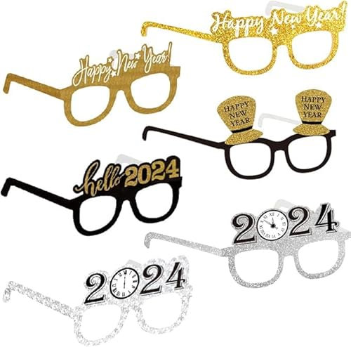 wukou 18 Stück Happy New Year Brillen Fancy New Year Party Brille Feier Party Favor für 2023 Silvester Party Dekors
